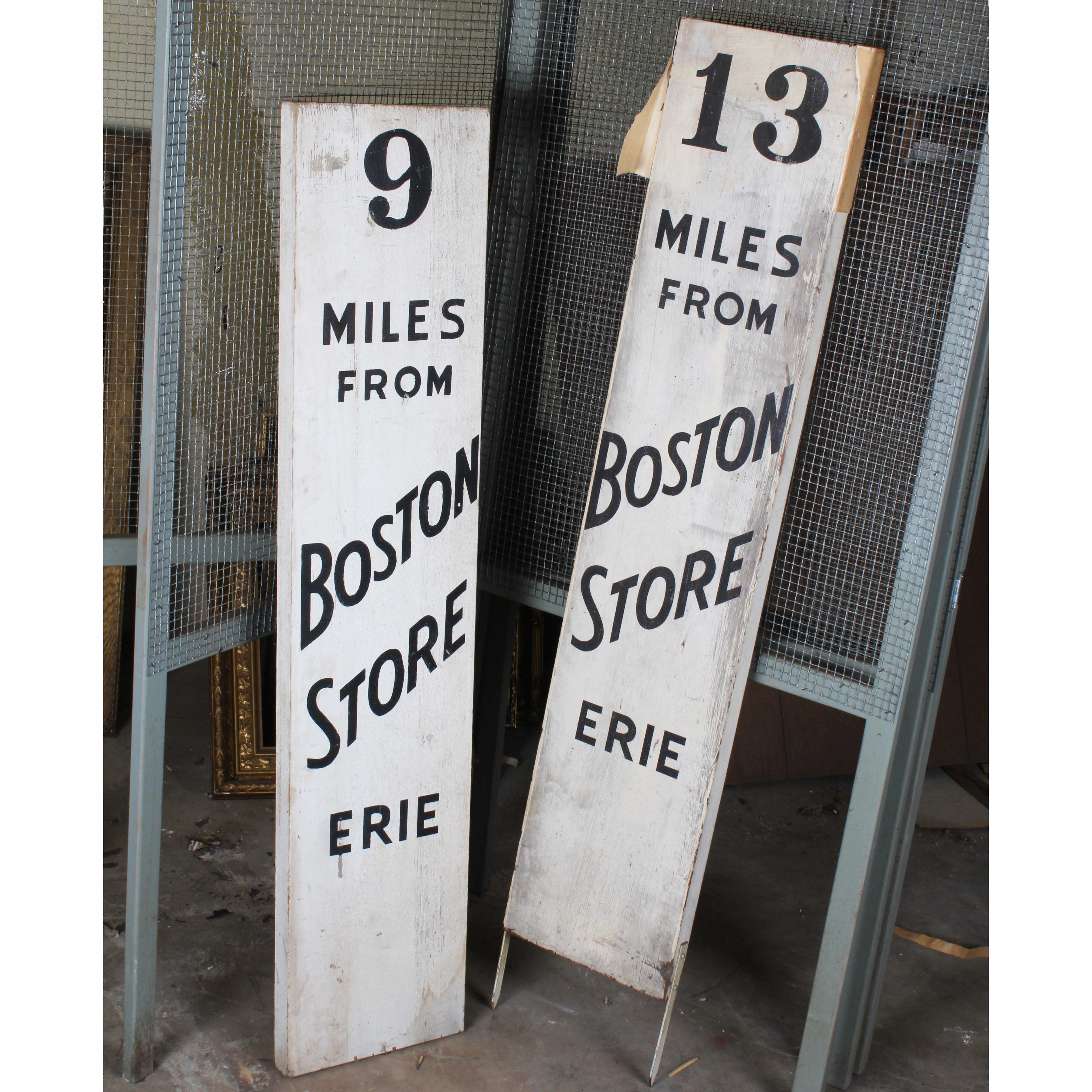 Pair of Vintage Erie Pennsylvania Boston Store Highway Signs EBTH